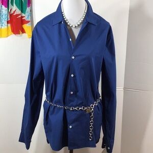Lularoe Supply blue button up shirt NWT